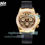 N+ Factory Swiss Clone Rolex Eye Of The Tiger Daytona Gold Case Rubber Strap Watch 